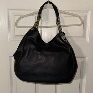 Michael Kors Black Soft Leather Hobo - Fulton